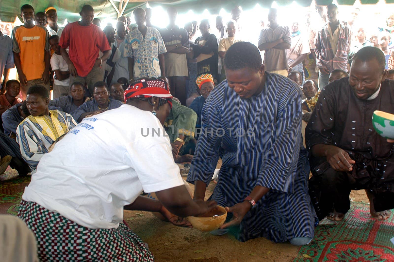 The festival of establishment of a usual chief in Burkina Faso Faso lasts three days. The usual chief succeeds his father deceased, it is always the groin of the family and always a man. It is a very rare event because a chief can be replaced only after his death. During establishment it is the festival and all the area is invited. This festival occurs to Kokemnour�, small village in the East of Burkina Faso Faso in the province of Kouritanga. These three days are punctuated of dance, meal and especially of traditional ceremonies African. The Chief is the King and can be established only by chiefs more important than him.                                