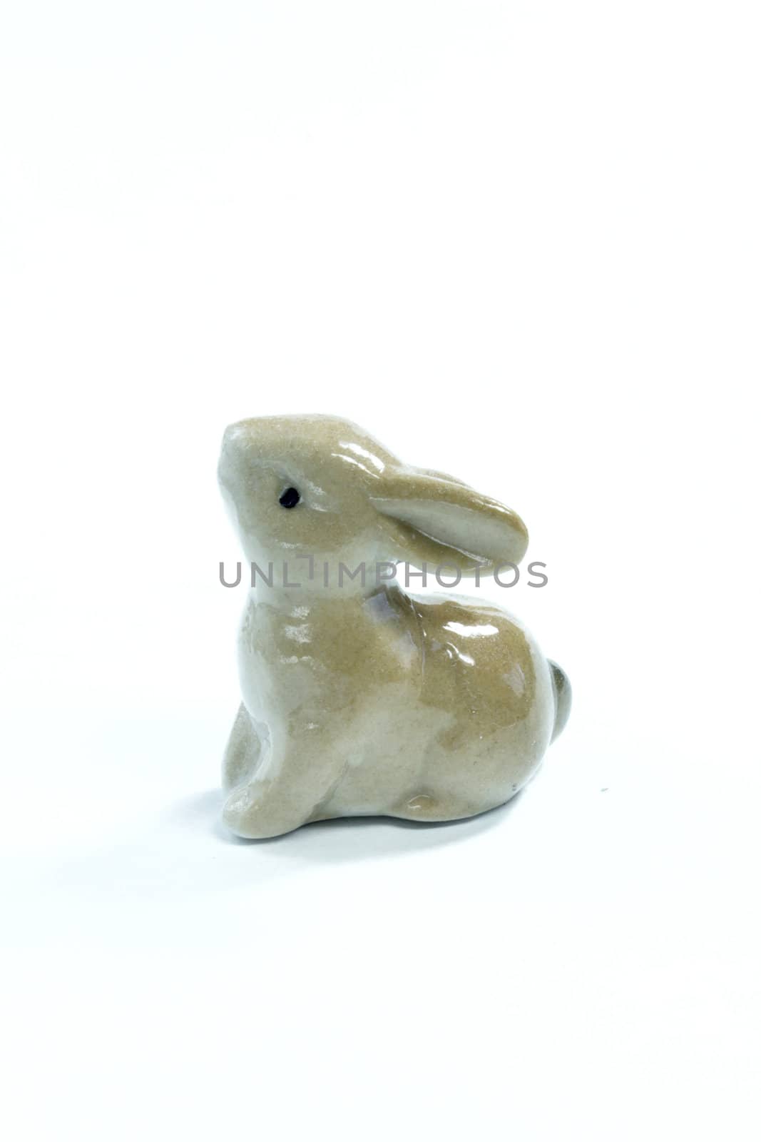 A little toy-rabbit on the white background