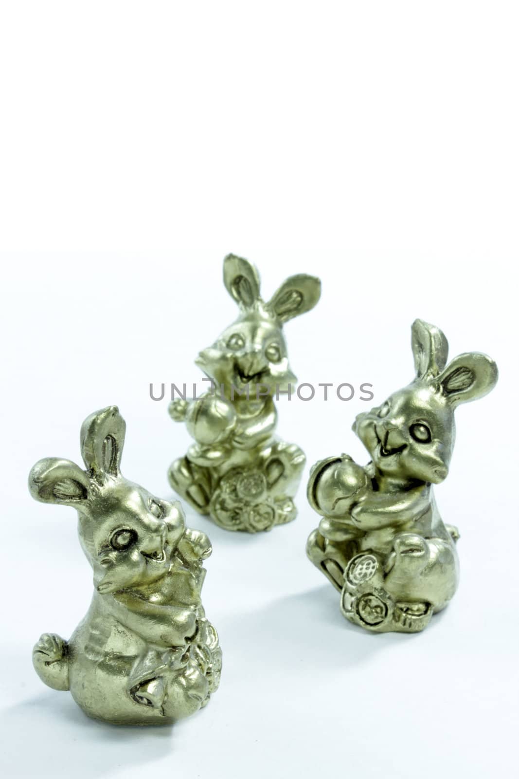 three little rabbits on the white background