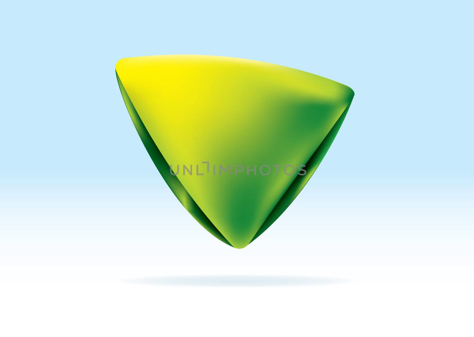 Green and yellow organic triangle icon with shadow background