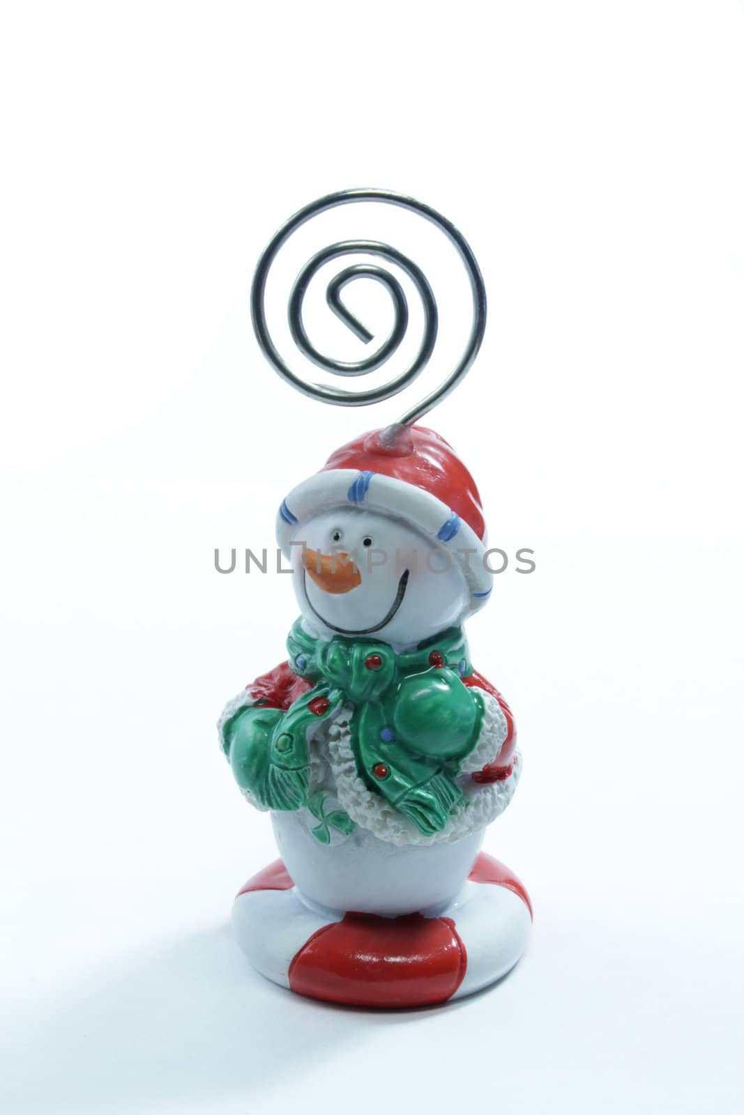 A snowman-toy on the white background