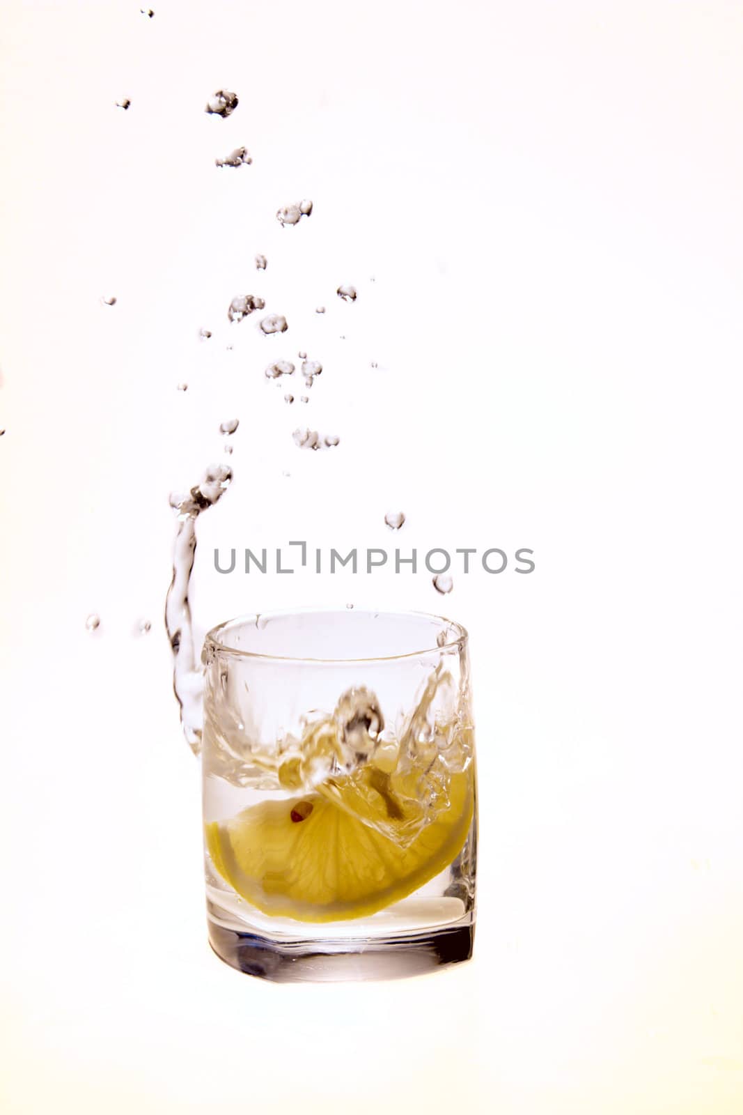 a splash of water and a lemon