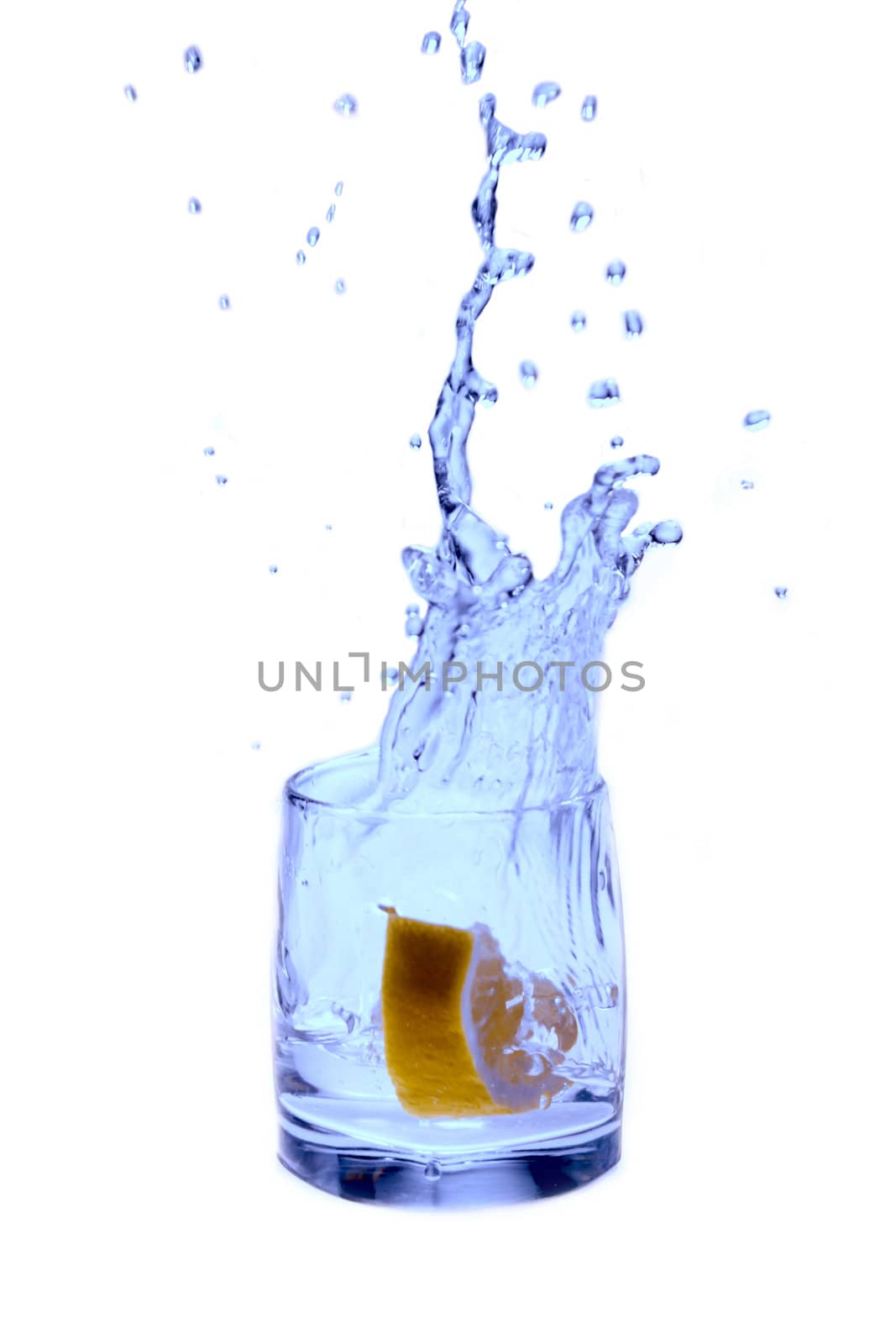 a splash of water and a lemon