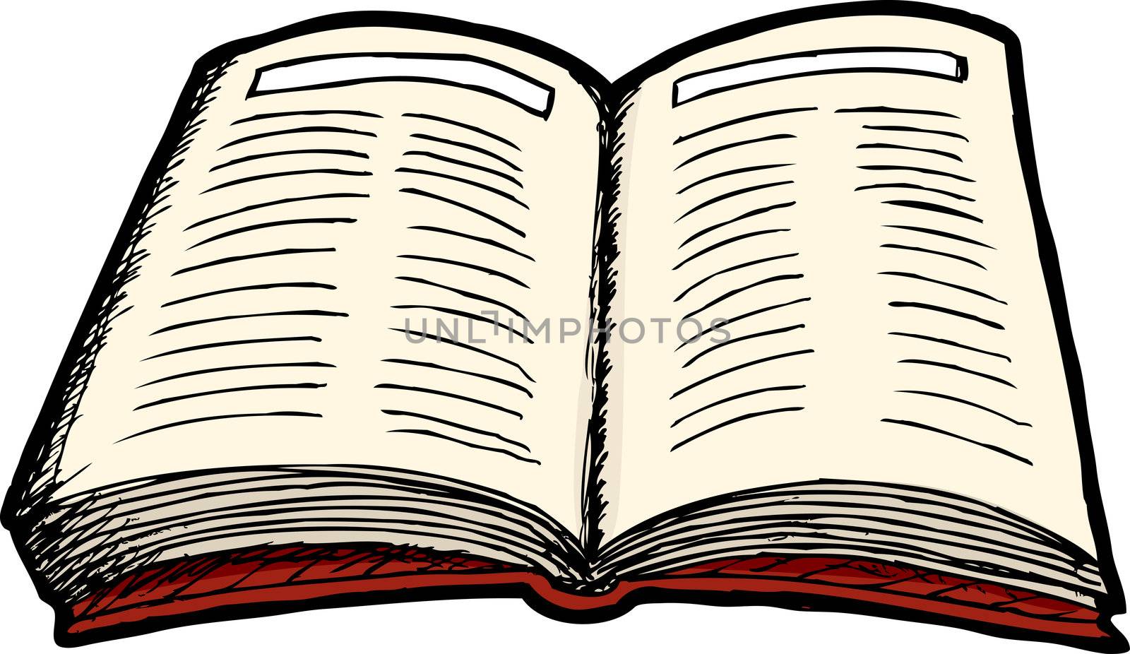 Illustration of an isolated generic open hardcover book