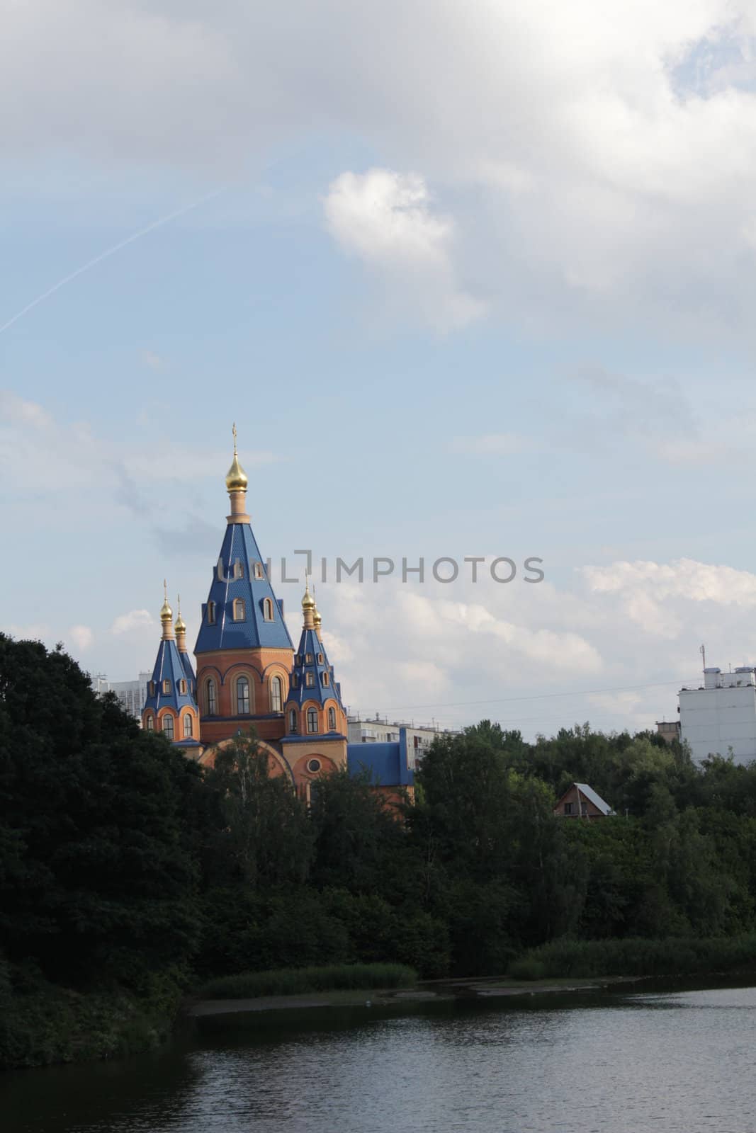 a church and the skies