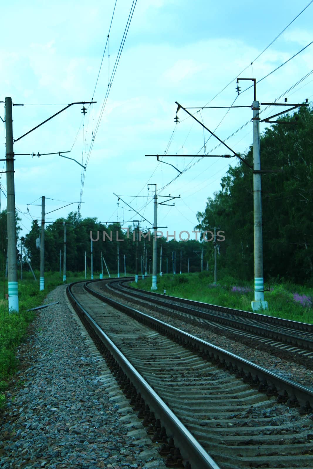 railway road leads to the horizon