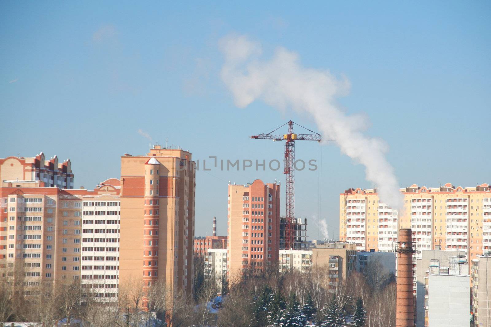  power station stacks urban smoke buildings cities