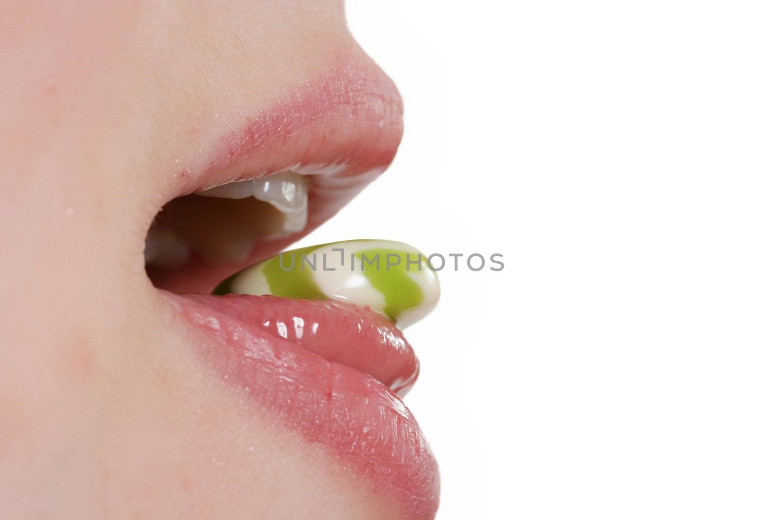 lips; mouth; faces; portraits; isolated; white; sweet; candy