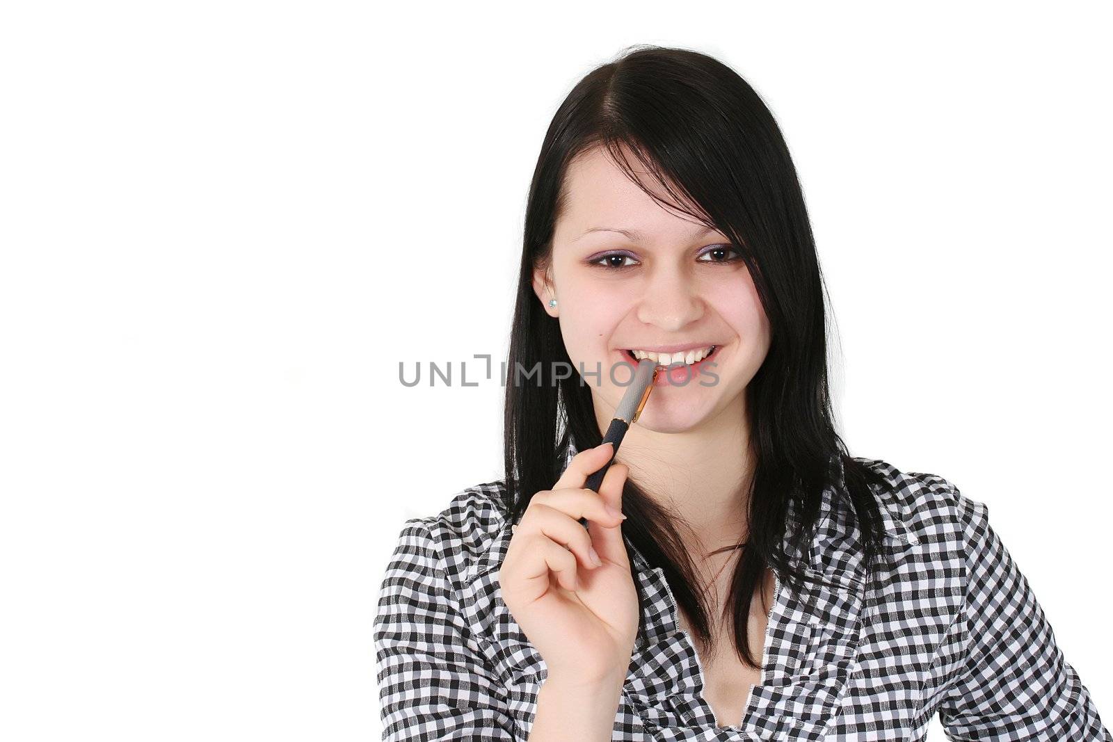 females business pencil isolated women office caucasian girls pen