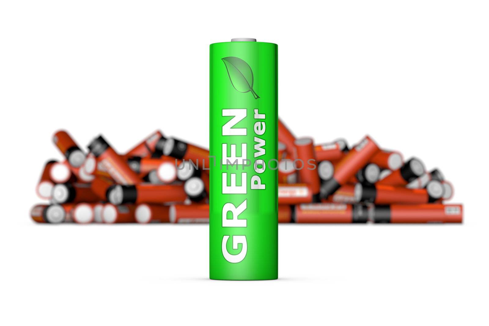 Green Eco Battery in Front by PixBox