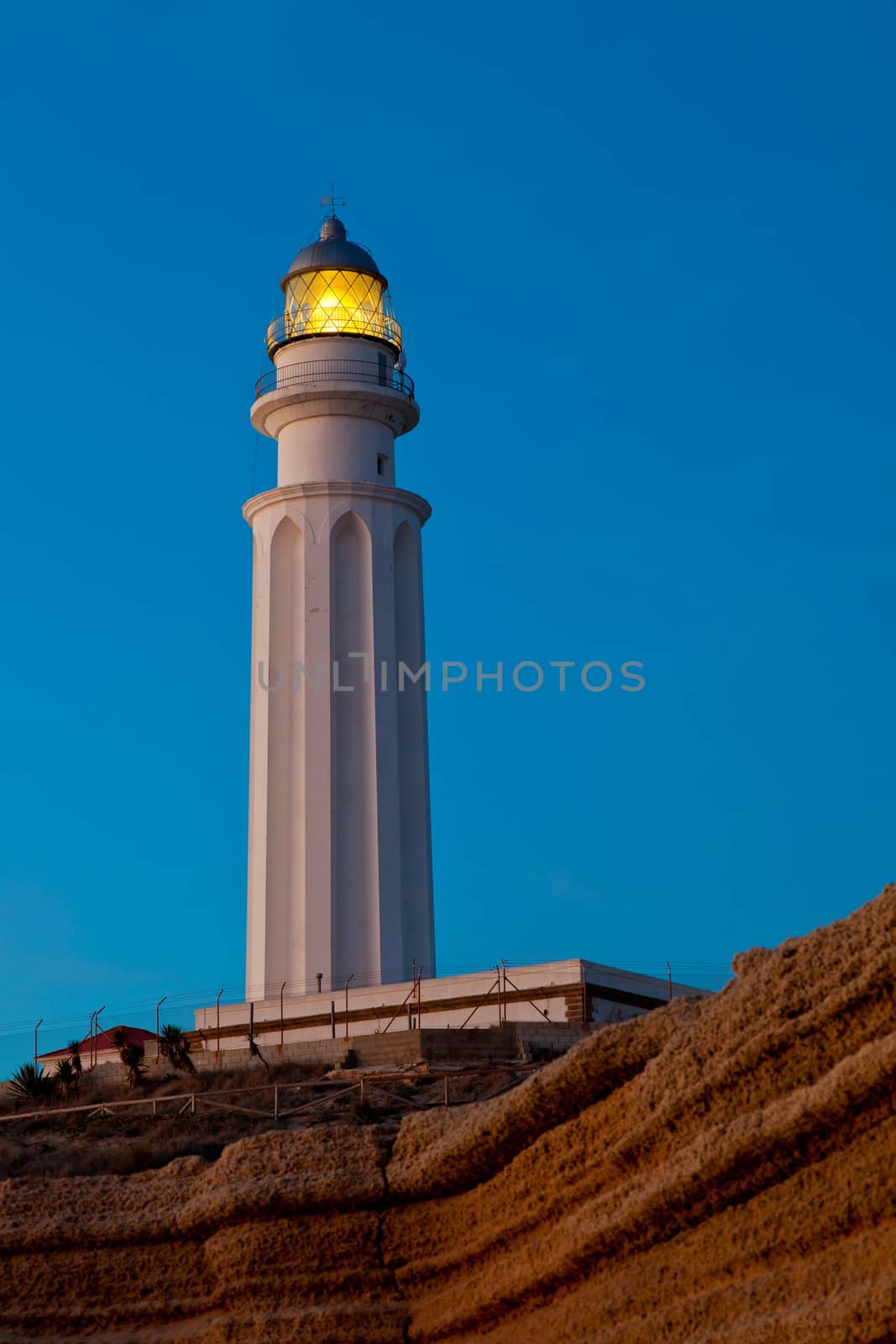Wonderful lighthouse known as Trafalgar's lighthouse at the province of Cadiz