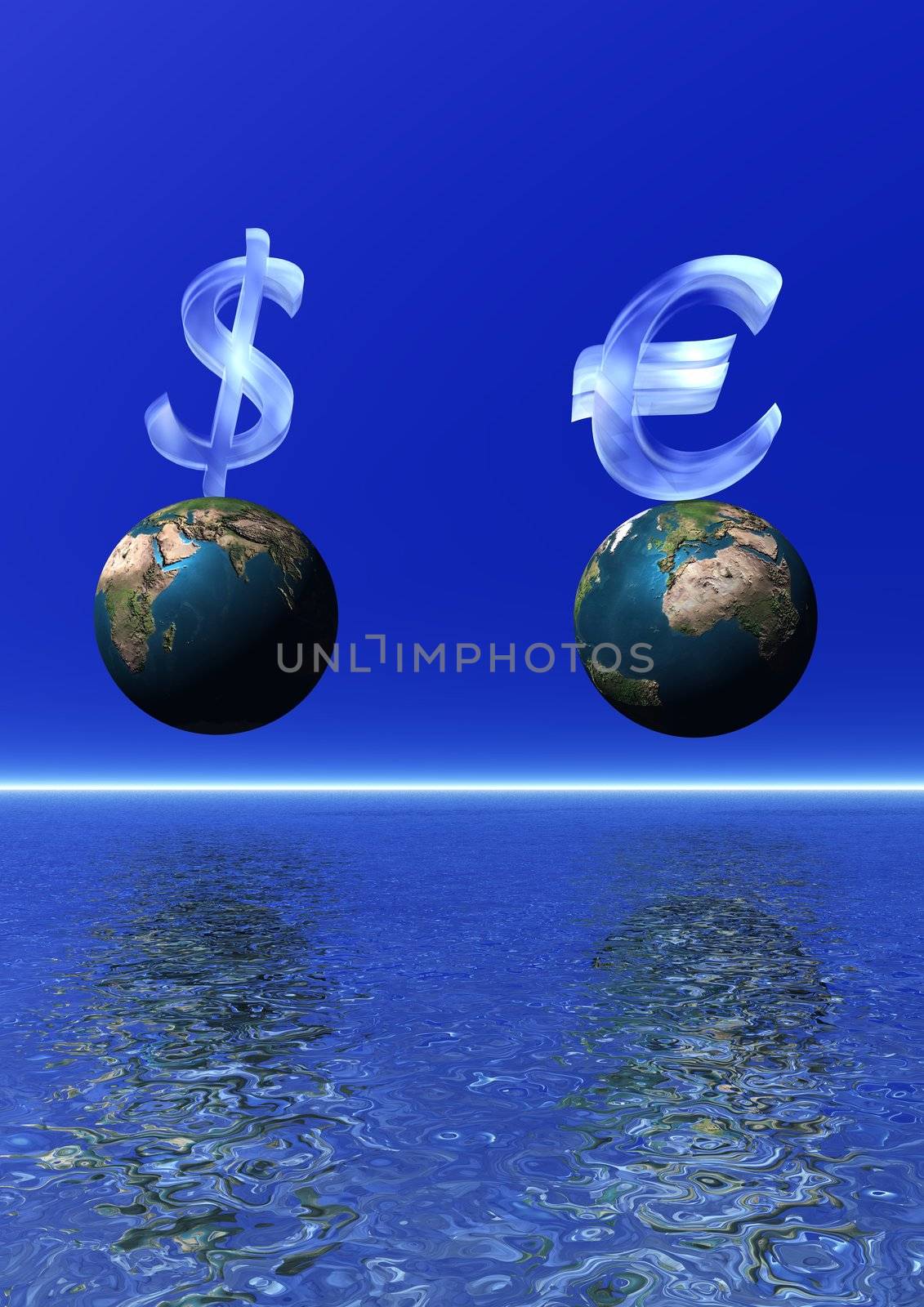 euro and dollard fall blue and planets world