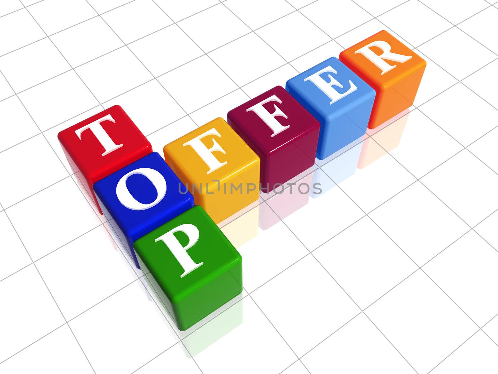 3d color cubes with white letters like crossword with text - top offer