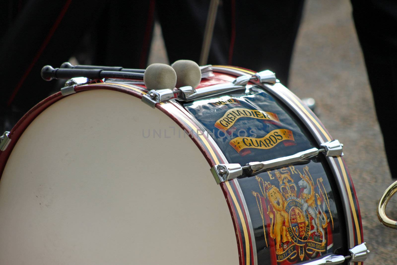 Close up view of a Grenadier Guard's drum