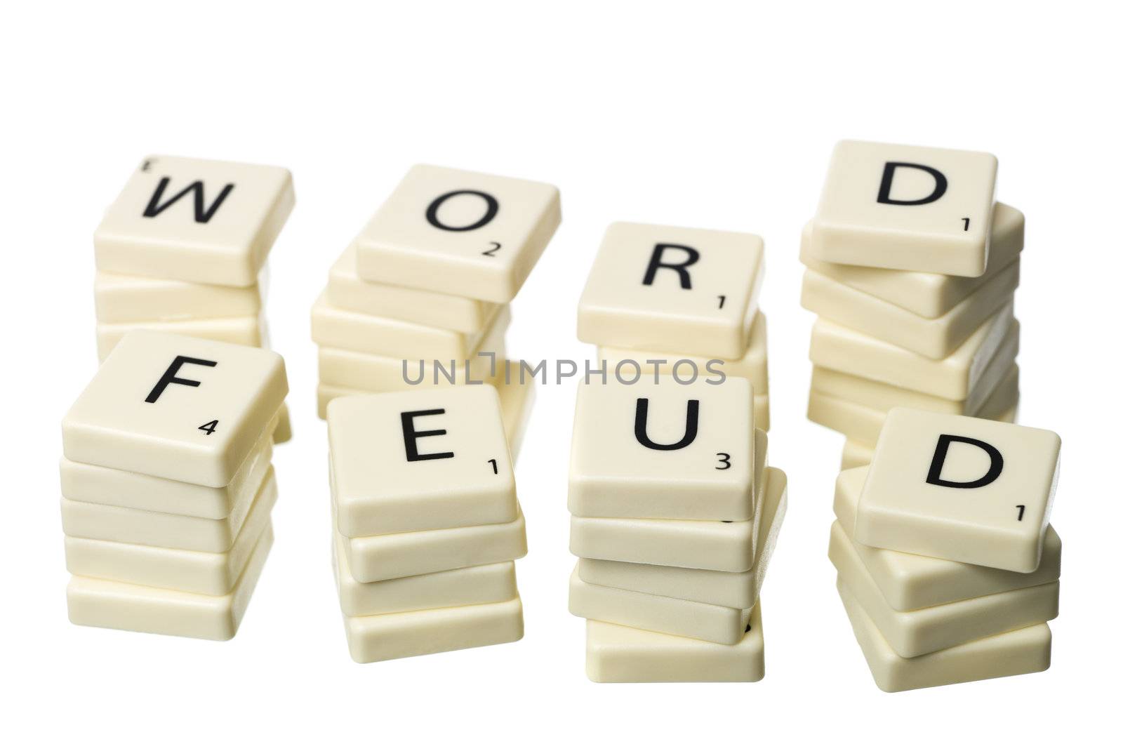 The word wordfeud written with scrabble pieces