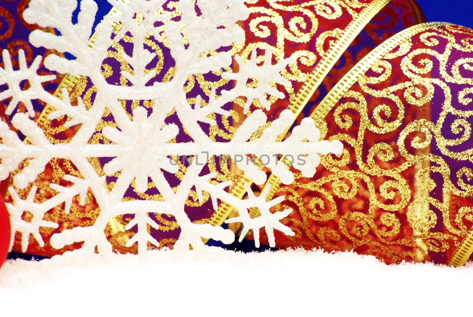 Christmas decoration over blue background