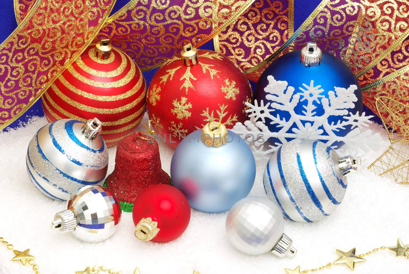 Christmas decoration over blue background