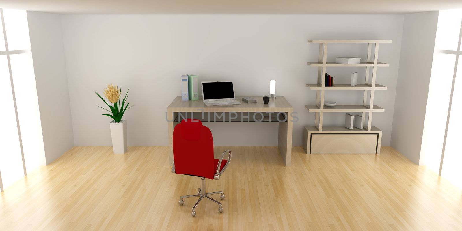 A office workplace. 3D rendered Illustration. 