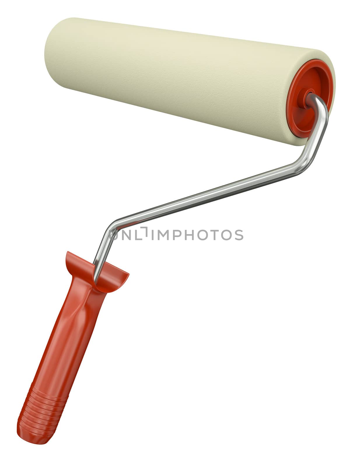 Paint roller isolated on white background. 3D render.