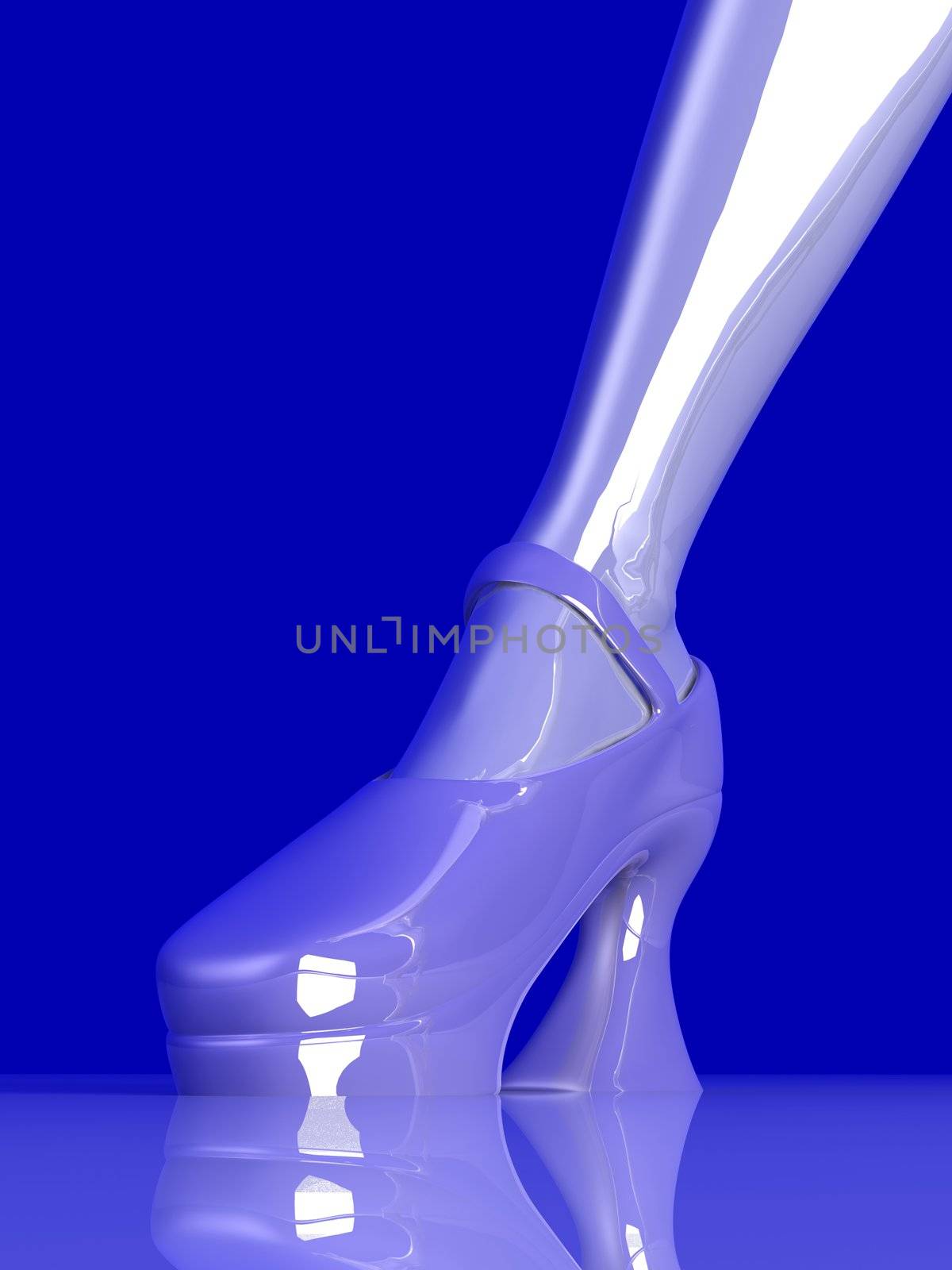 3D Illustration. A dancing Cyborg Leg...
