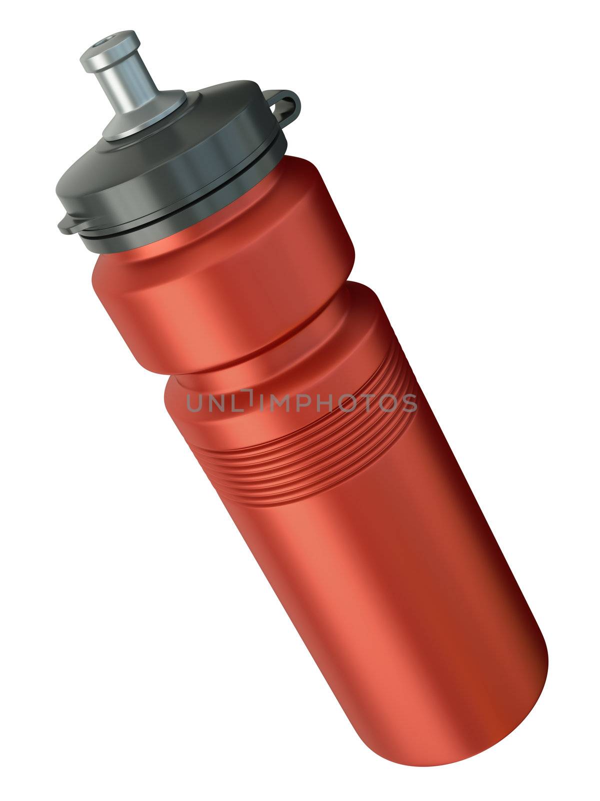 Red sports water bottle. 3D render.