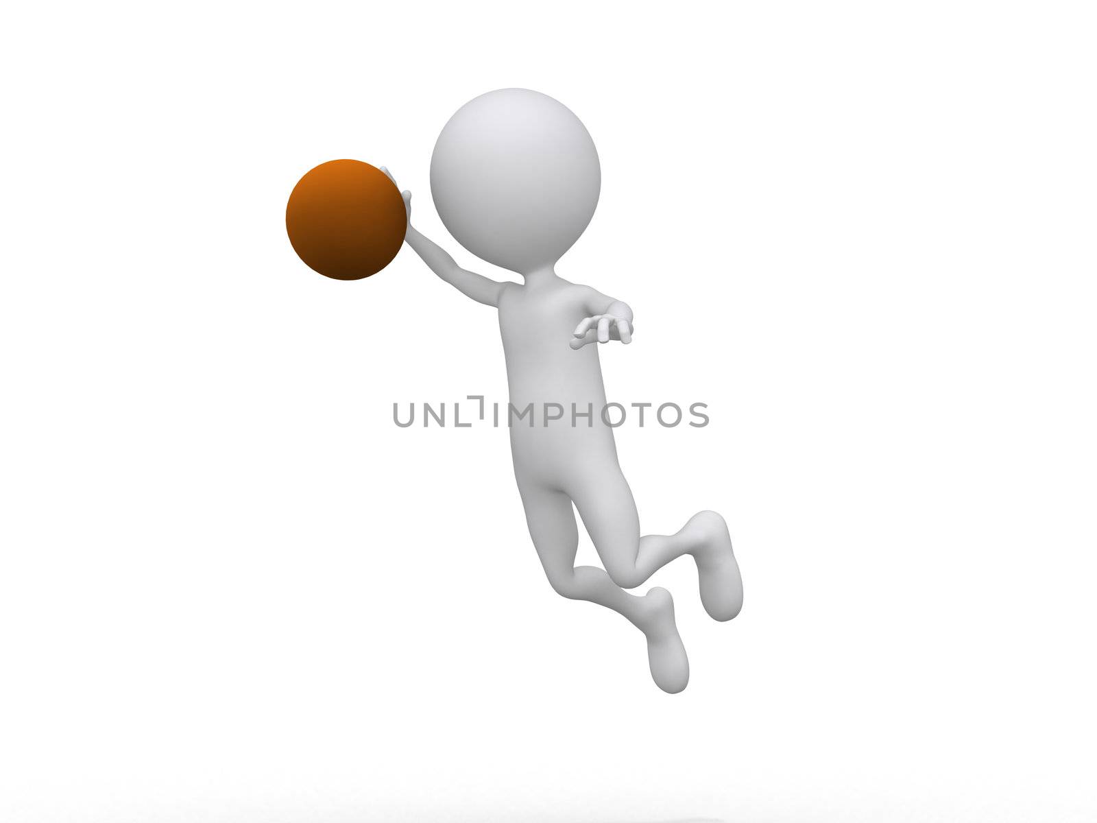 3D playing basketball making a dunk by dacasdo