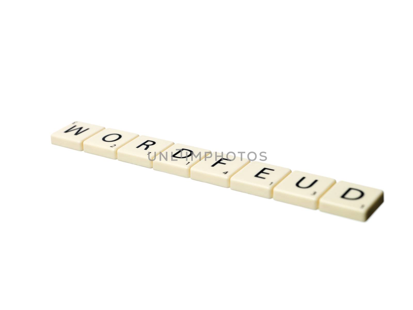 The word wordfeud written with scrabble pieces