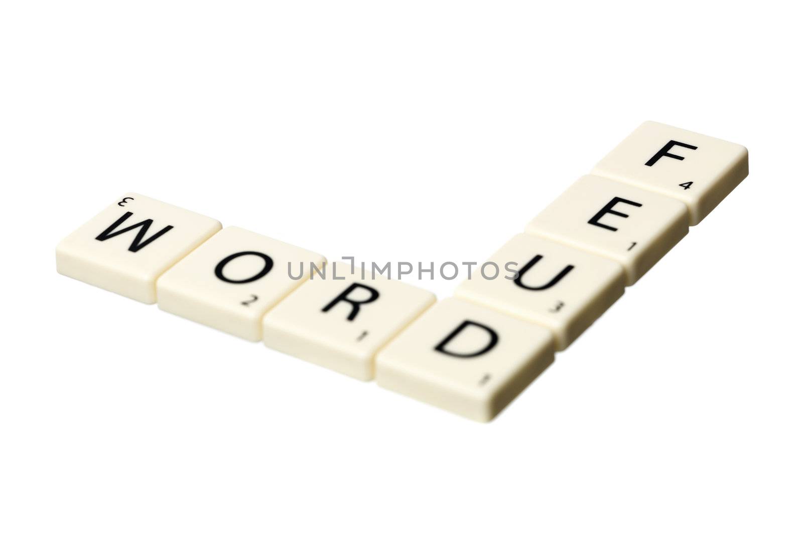 The word wordfeud written with scrabble pieces