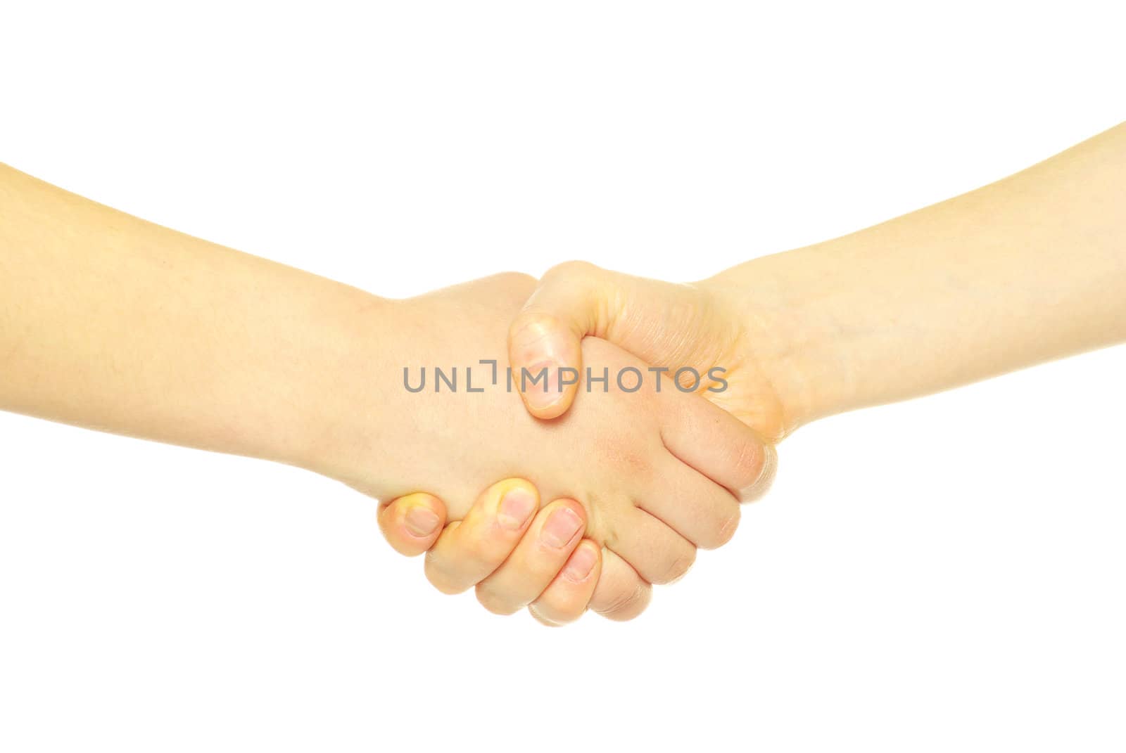 closeup of two men shaking hands isolated over white