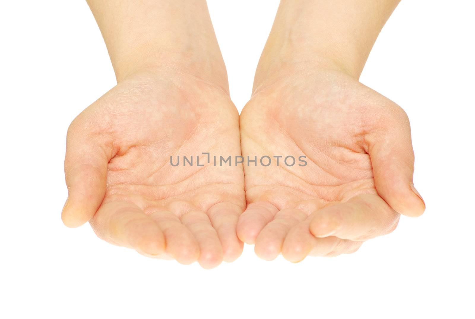 Empty hands isolated on white