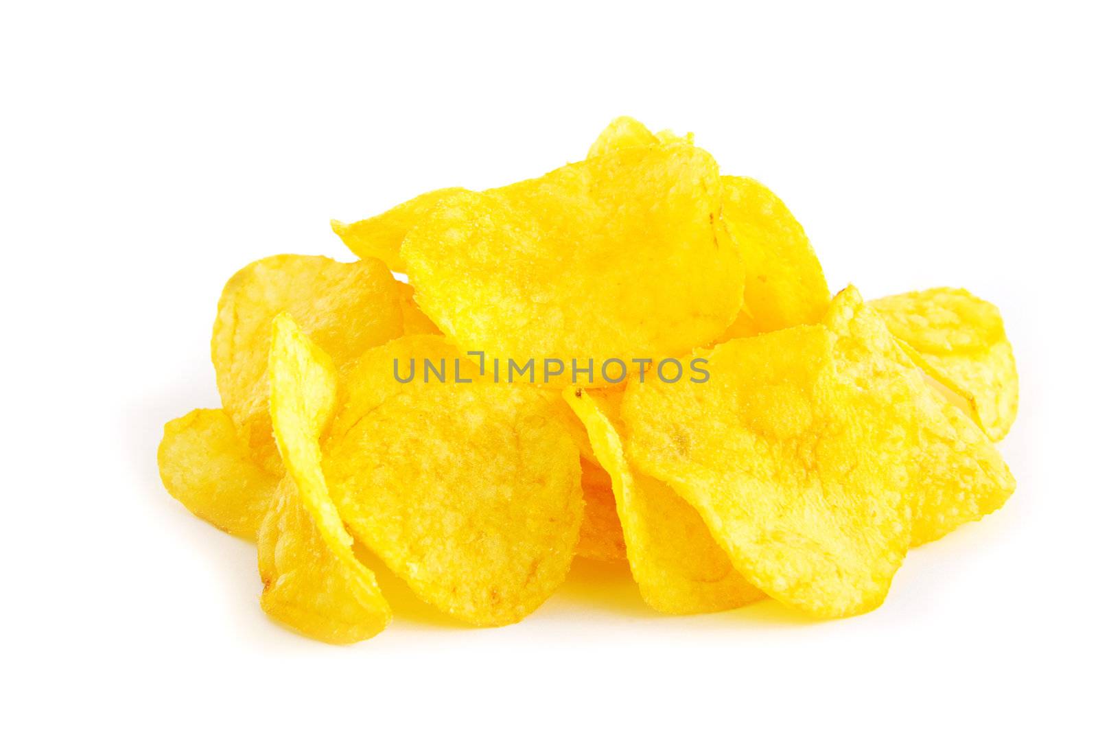 potatoe chips isolated on a white background