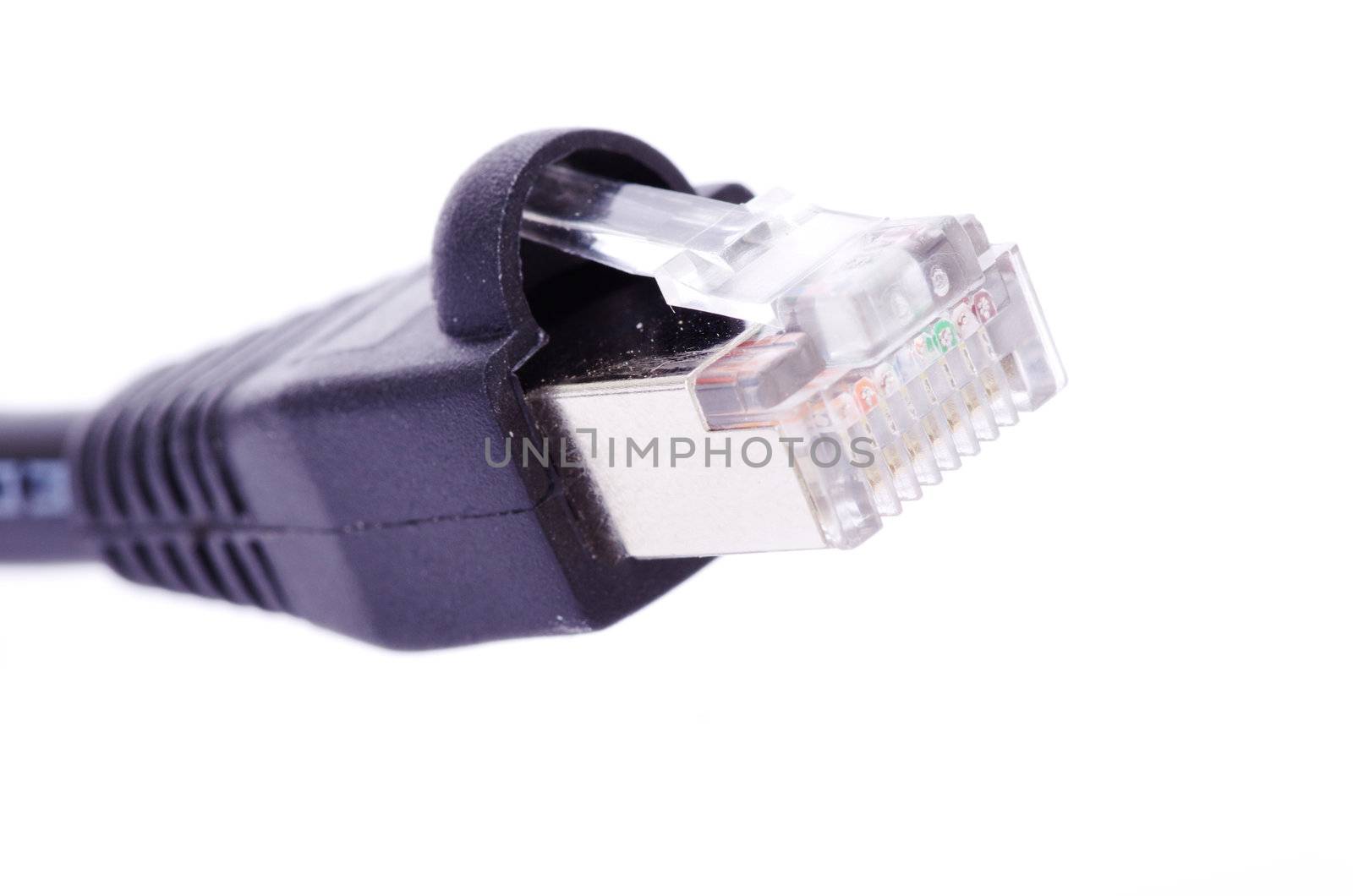  Macro shot of network connection plug