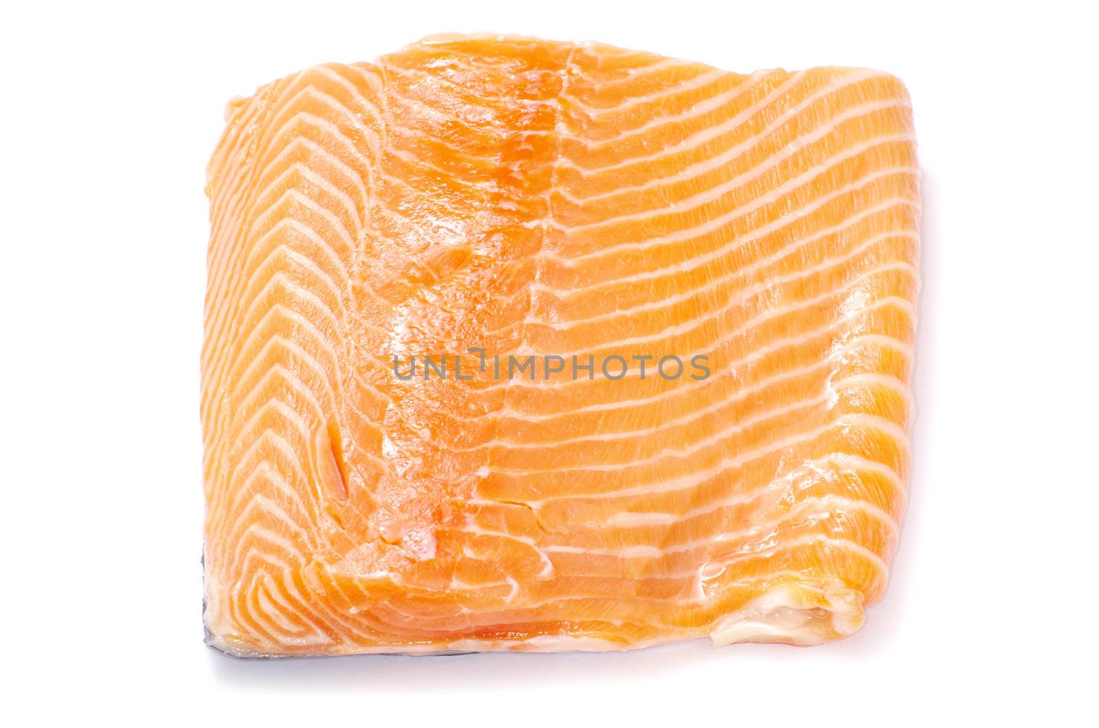 salmon steak red fish on white