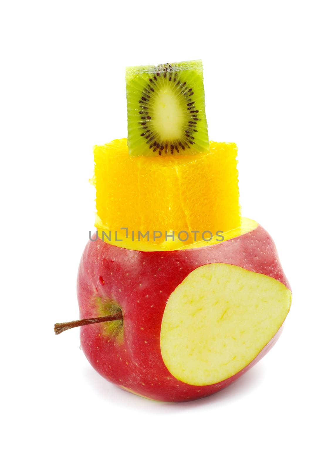 mixed fruit  isolated on white