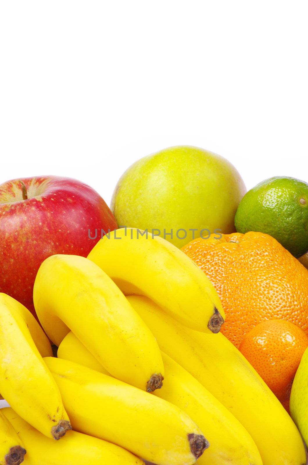 Composition with fruits isolated on white
