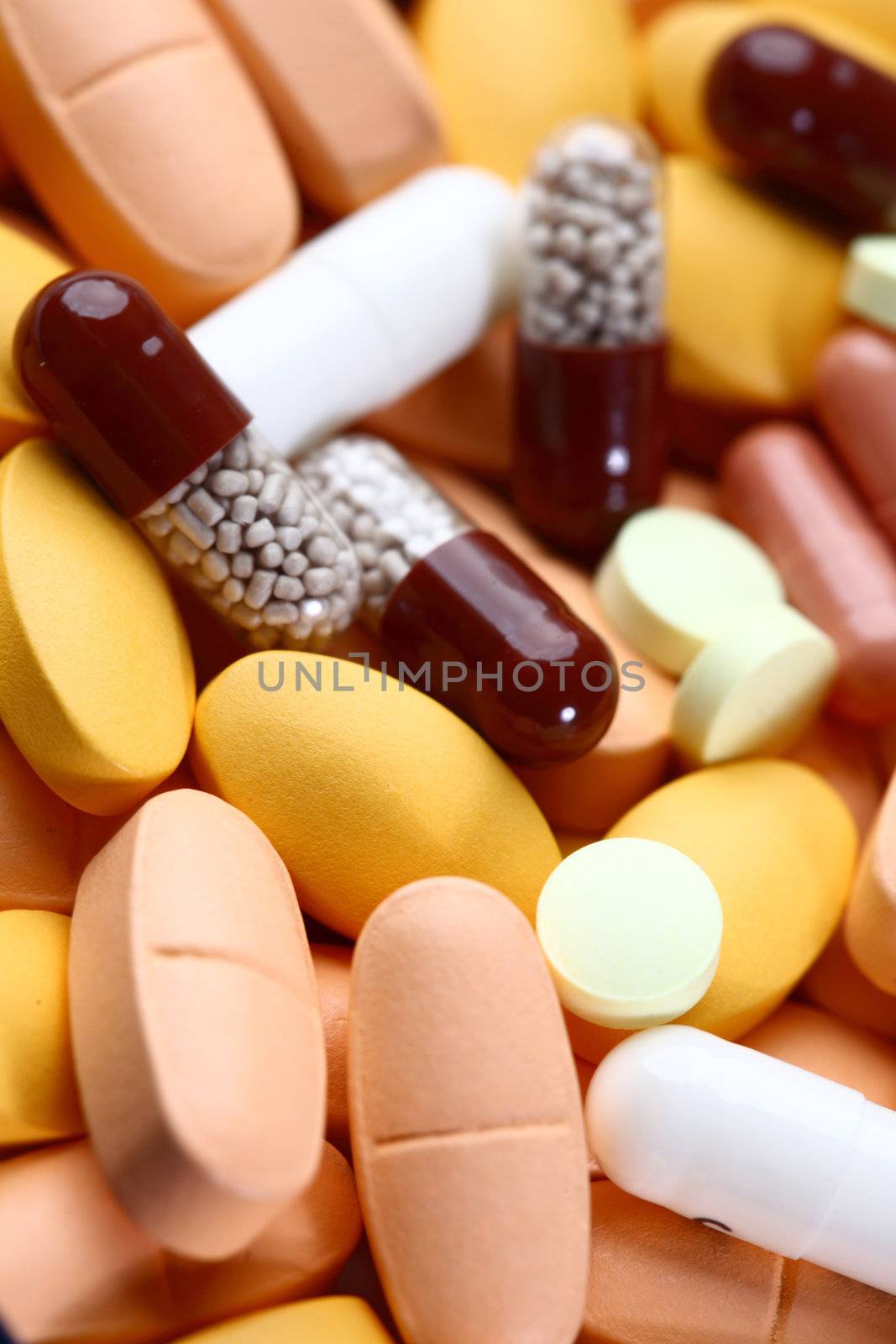 drugs and pills macro close up