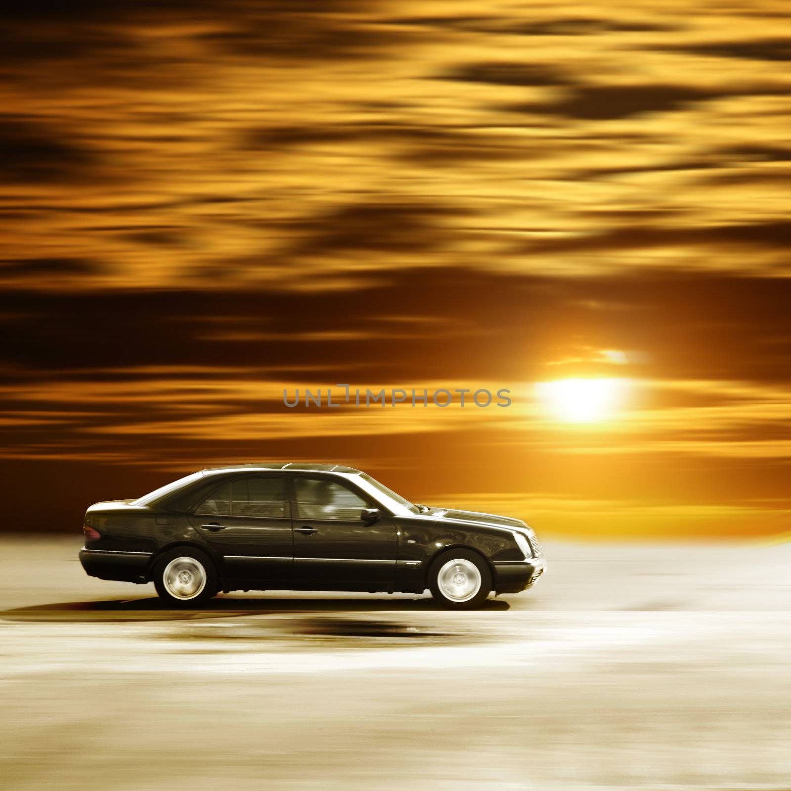 sunrise trip on speed car blurred inmotion