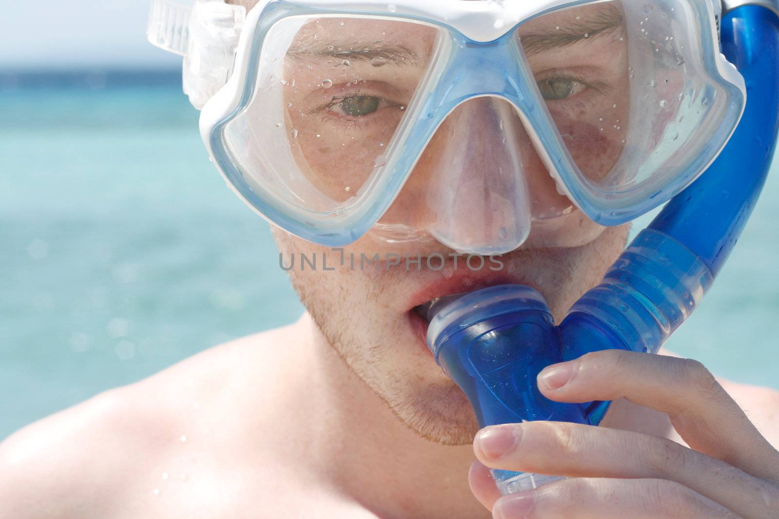 A man snorkelling