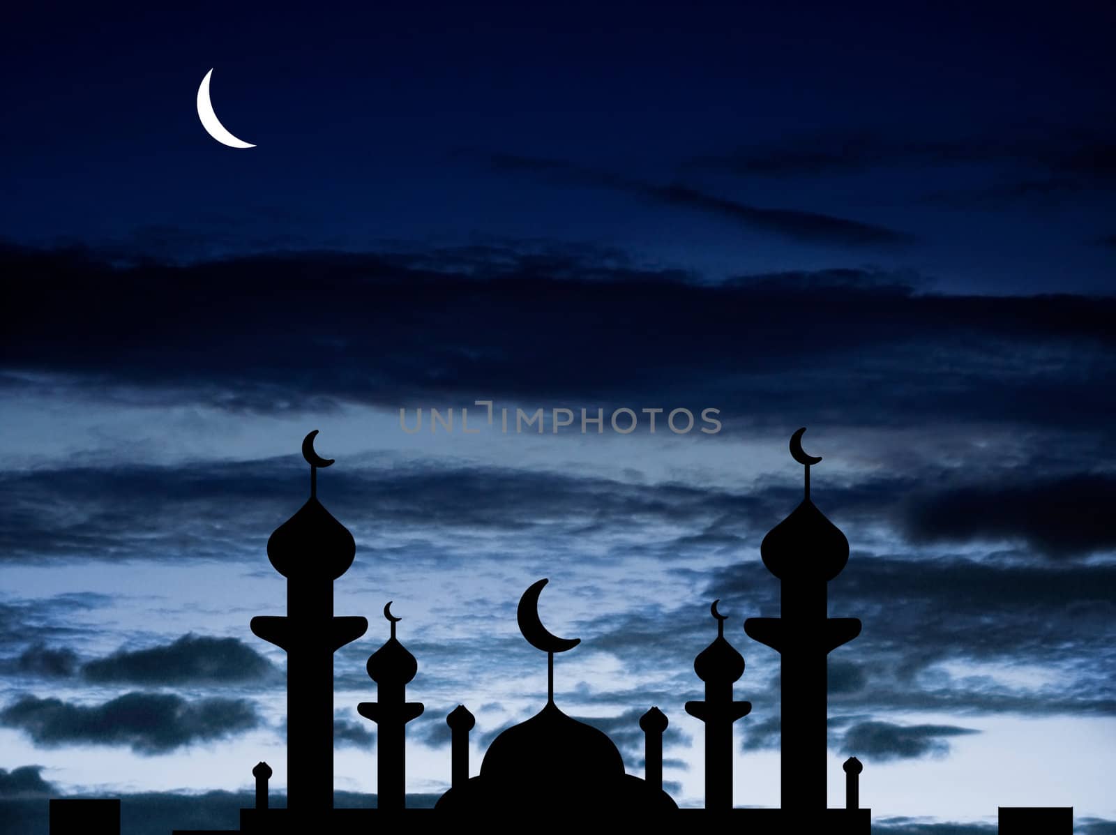 Half moon and a mosque by leeser