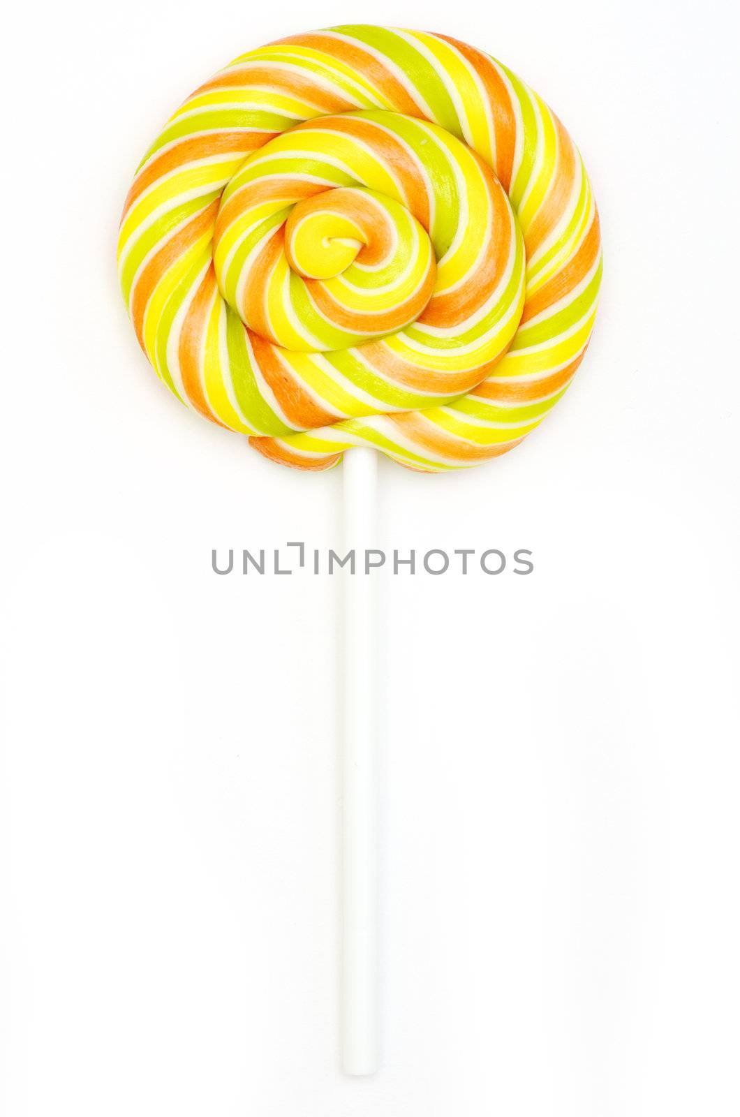 Colorful spiral lollipop isolated on white background