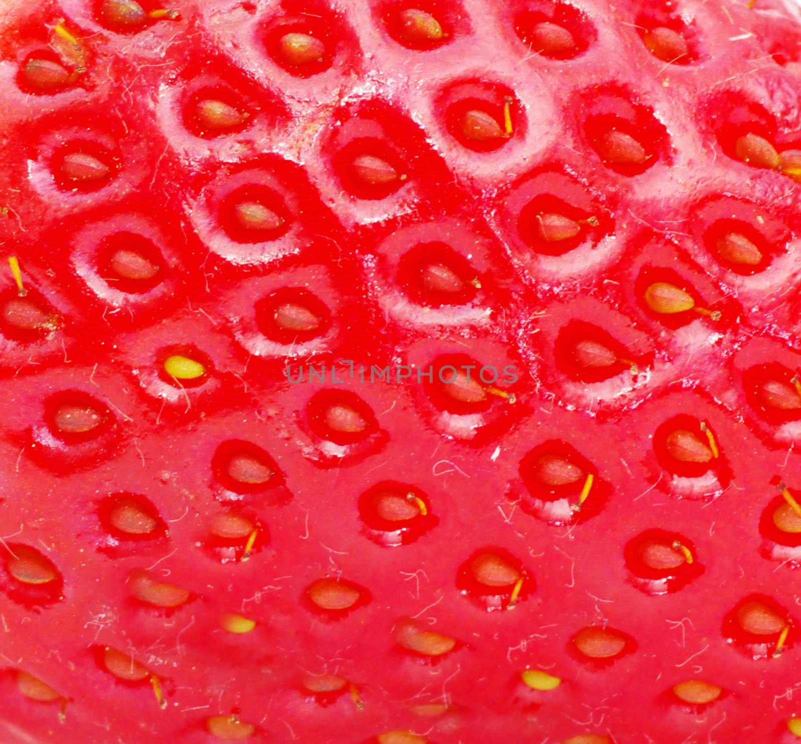 macro of a strawberry texture