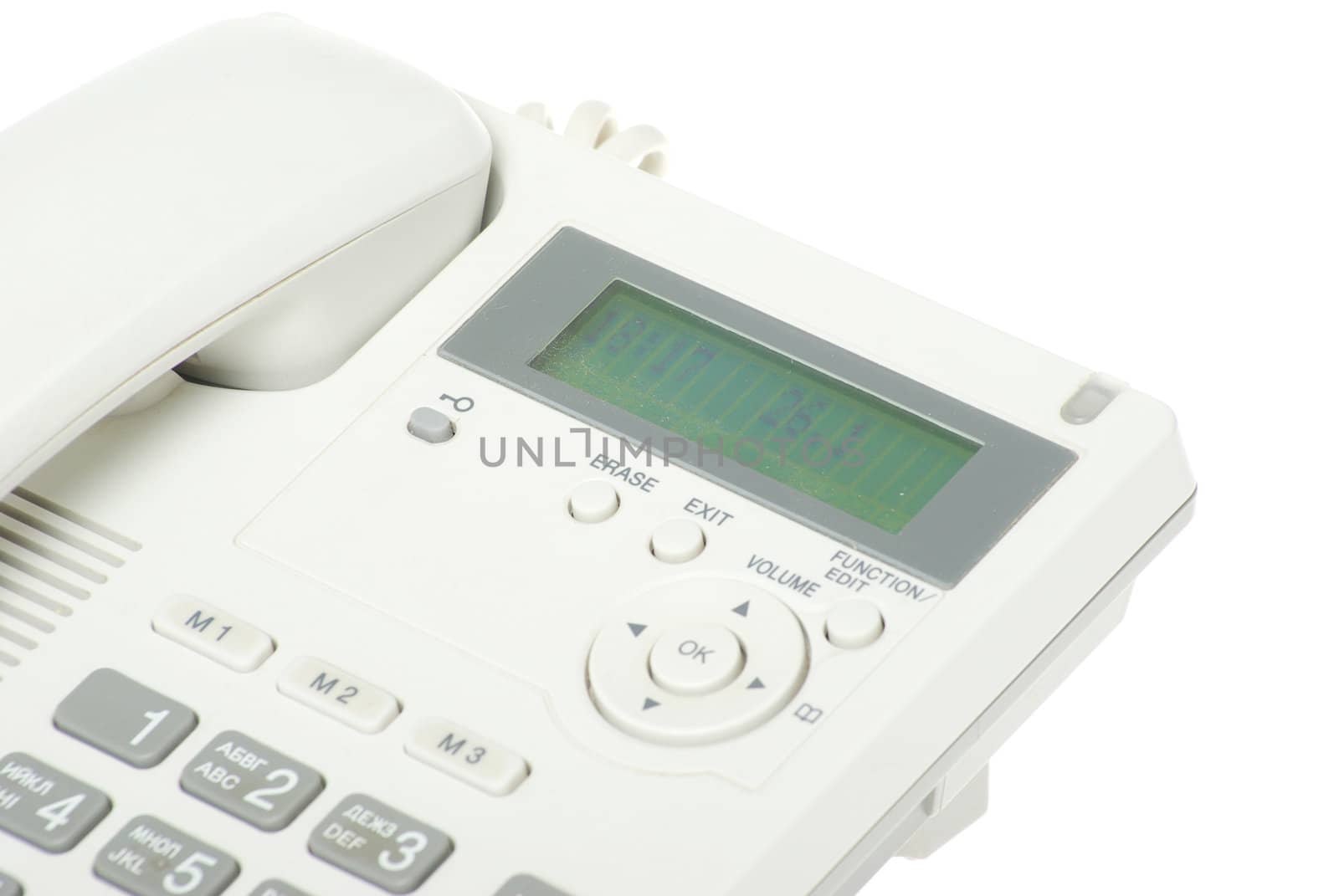 white office telephone on a white  background