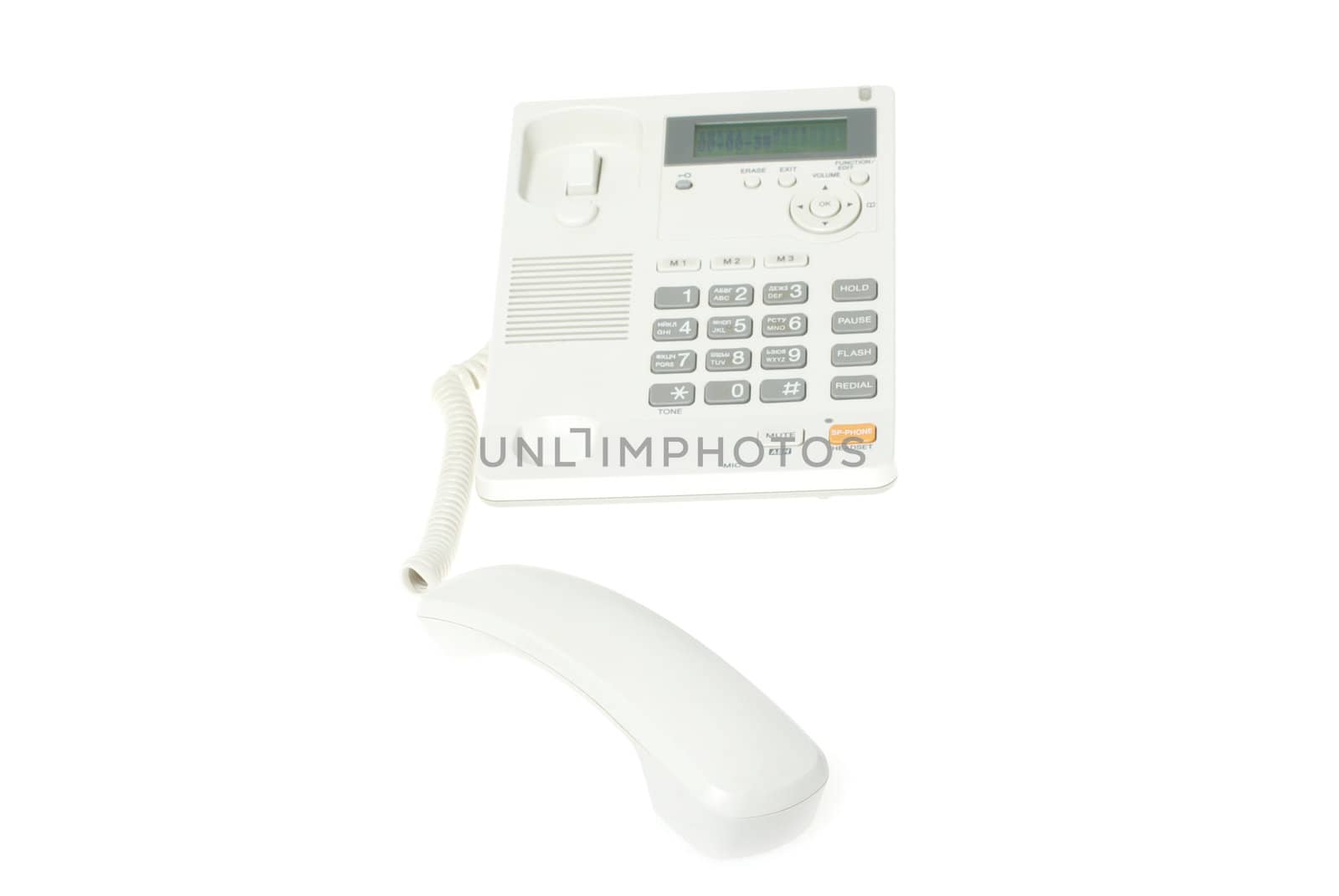 white office telephone on a white  background