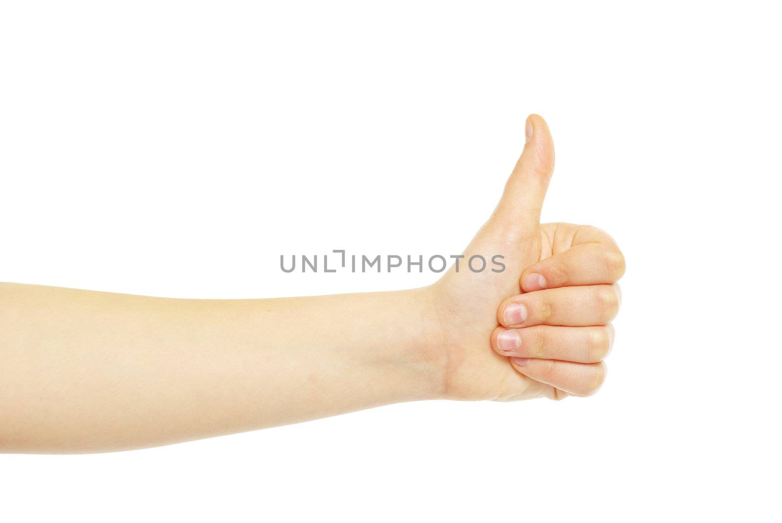 success hand sign isolated on white