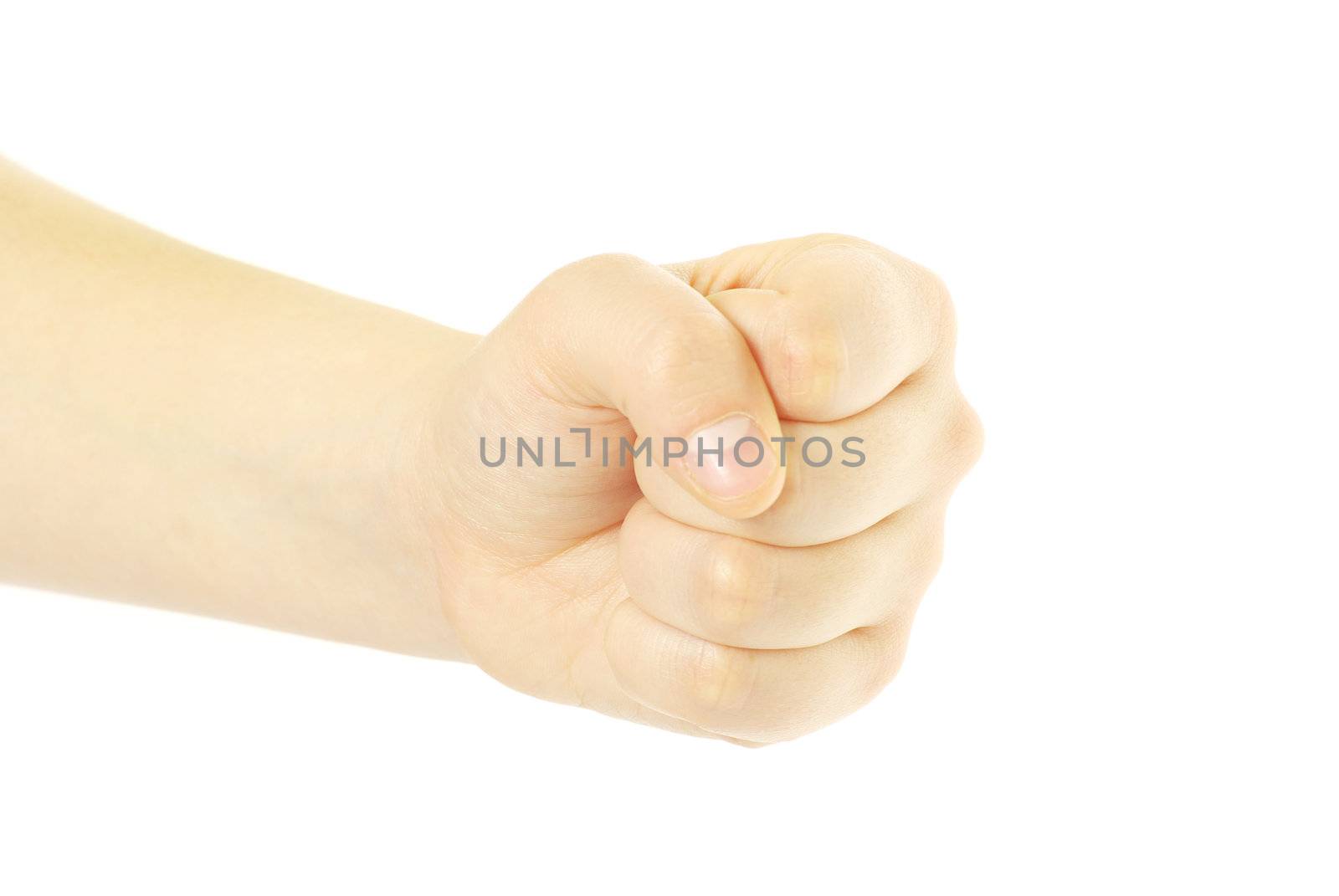 clenched fist isolated on the white