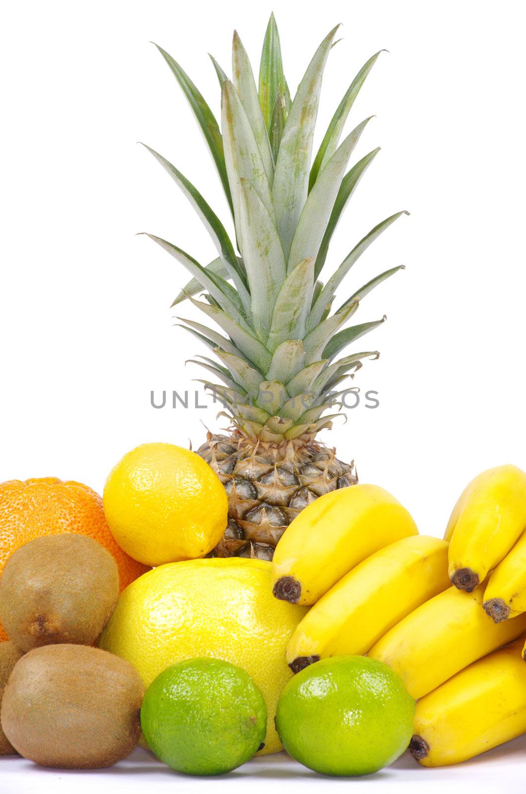 Composition with fruits isolated on white