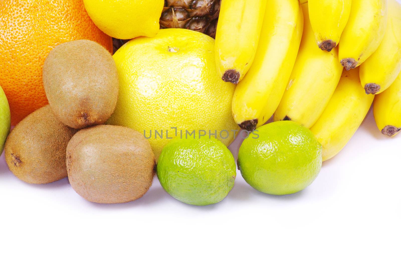 Composition with fruits isolated on white