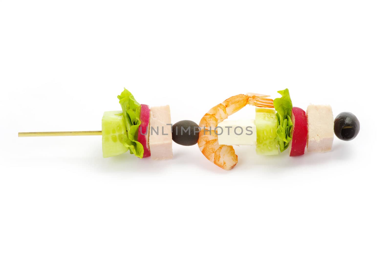 salad canape on a white background