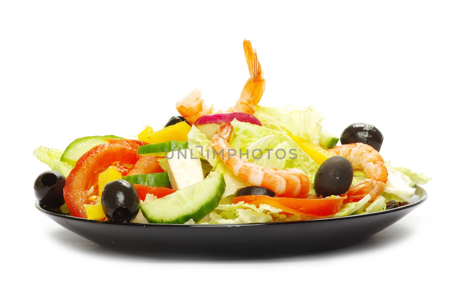 Appetizing salad on white background