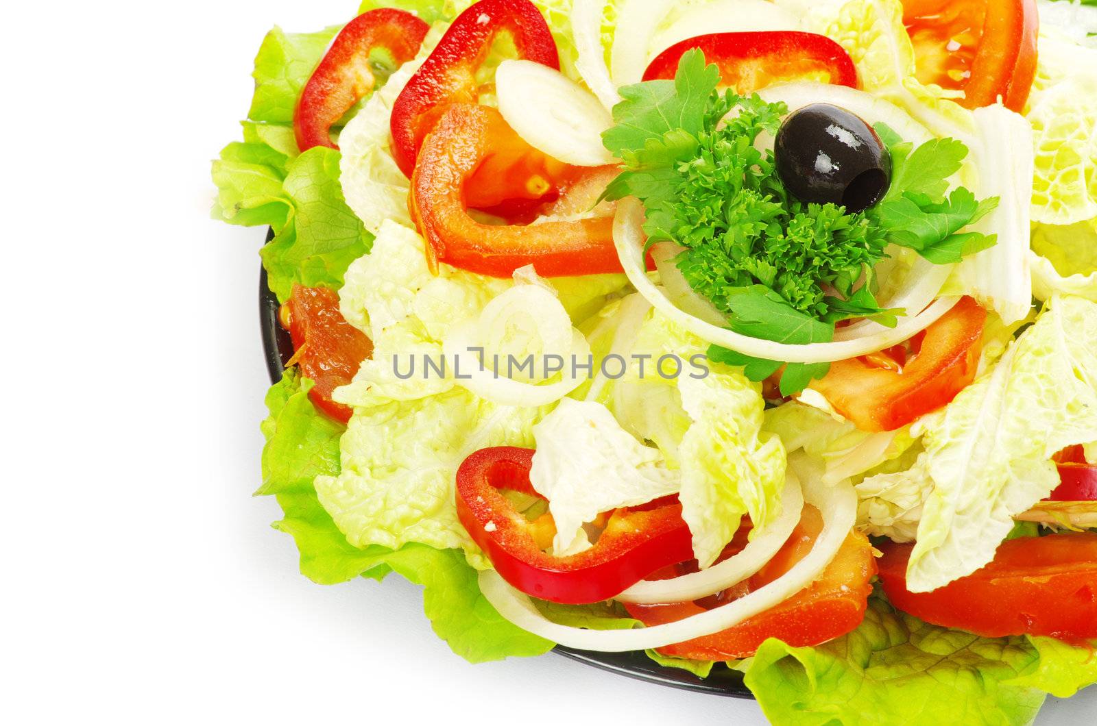  salad in plate on white